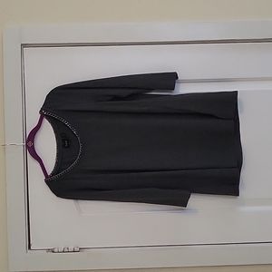 Rafaella, Large, Grey, Chain Accent, Long Sleeve Shirt